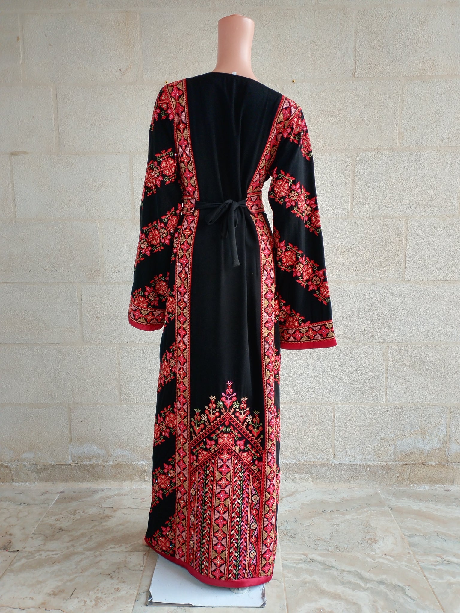 Palestinian Thobe Tatreez Dress Red and Black Embroidery connect Ramallahembroidery Palestinian Thobe Tatreez Dress Red and Black Embroidery connect Ramallahembroidery